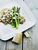 Buckwheat risotto with green asparagus and Parmesan cheese