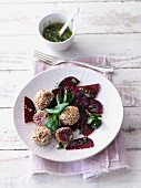 Ginger bites with a beetroot salad