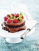 Chocolate cake with raspberry cream