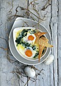 Oeufs en cocotte with spinach