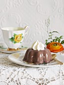 Chocolate pudding with cream