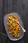 Oriental chickpea salad with braised baby carrots and fresh coriander
