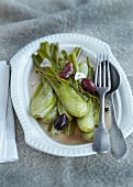 Warm fennel salad with garlic and olives
