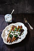 Roasted vegetables with a yoghurt sauce