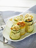 Courgette rolls filled with salmon
