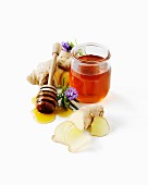 A jar of ginger and lavender honey