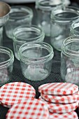 Open jam jars with lids