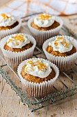 Carrot muffins with cream cheese frosting