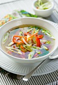Spicy vegetable soup with spring onions