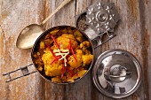 Aloo gobi (Indian cauliflower and potato curry) in a lunchbox