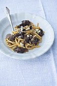 Tagliatelle with liver and Parmesan cheese