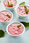 Cranberry cream with mint