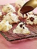Coconut macaroons dipped in chocolate