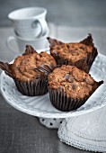 Wholemeal muffins with nuts and chocolate chips