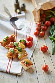 Gluten-free ciabatta squares with vine tomatoes