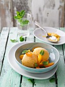 Apricots and cardamom sorbet with mint