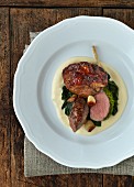 Three types of lamb with spinach