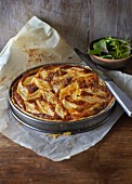 Chard tart in a baking tin