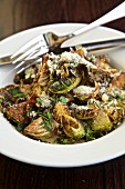 Grilled Brussels sprouts with a Caesar salad dressing