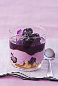 Blackberry mousse with a biscuit base