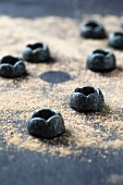 Homemade liquorice sweets made from liquorice root powder and sugar