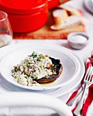 Baked mushrooms with risotto