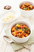 Lentil and olive stew with feta cheese
