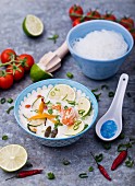 Coconut and prawn soup with limes and glass noodles (Asia)