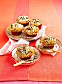 Apple and pear muffins with blueberries and crumble