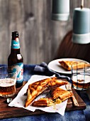 Kimchi cheese toasts with beer