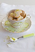 Shortbread cookies with lime zest in a cup
