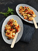 Orecchiette with tomatoes and olives