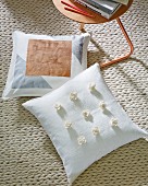DIY – cushion covers decorated with felt roses and acrylic paint