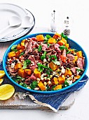 Lamm-Kichererbsen-Salat mit Kürbis zum Picknick