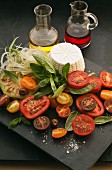 Ingredients for tomato salad with ricotta