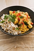 Fish curry with yoghurt and rice