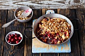Quince and cranberry crumble