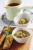 Herb pancake soup with chives