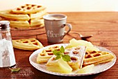 Quark waffles with apple compote