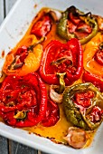 Baked peppers with garlic