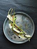 Grilled sea kale with Parmesan cheese
