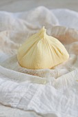 Homemade butter on a muslin cloth