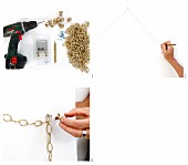 Hand-crafting a Christmas tree using gold chain