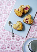 Heart-shaped berry muffins