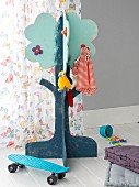 DIY plywood tree-shaped child's coat rack