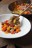 Beef tongue with peppers
