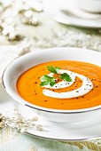 Butternut squash and pepper soup with sour cream (Christmas)