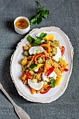 Lentil salad with goat's cheese and peppers