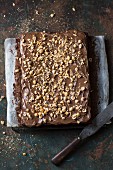 Nut brownies on baking parchment