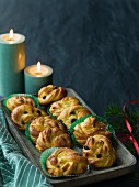 Saffron rolls filled with marzipan (Christmas)